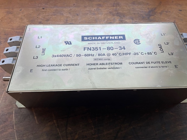 Schaffner FN351-80-34 FILTER SPANNUNGSVERSORGUNGSLEITUNGSFILTER 440VAC /50-60HZ  80A FLTR 